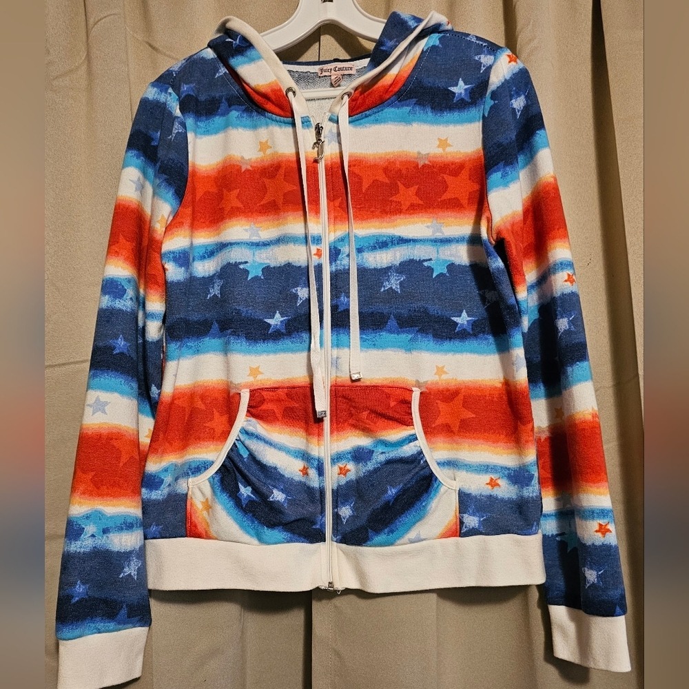 Juicy Couture Rwd, White, & Blue Hoodie Juniors Size Medium